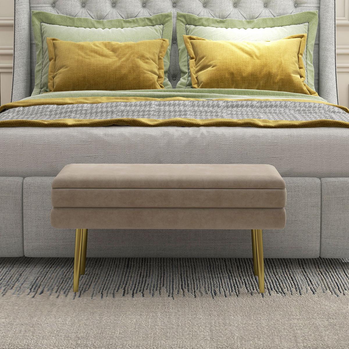 TRUHENBANK mit Stahlbeine, Beige - Beige, Kunststoff (37.5/43/79.5cm) - HOMCOM