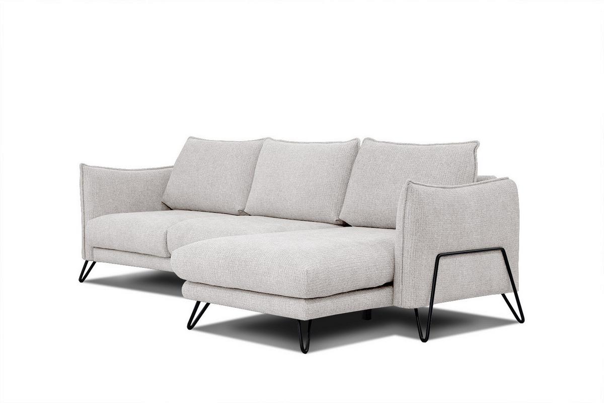 ECKSOFA HOSTEN 4-Sitzer, creme - Creme/Schwarz, Holzwerkstoff/Textil (269/158cm) - Wozimo