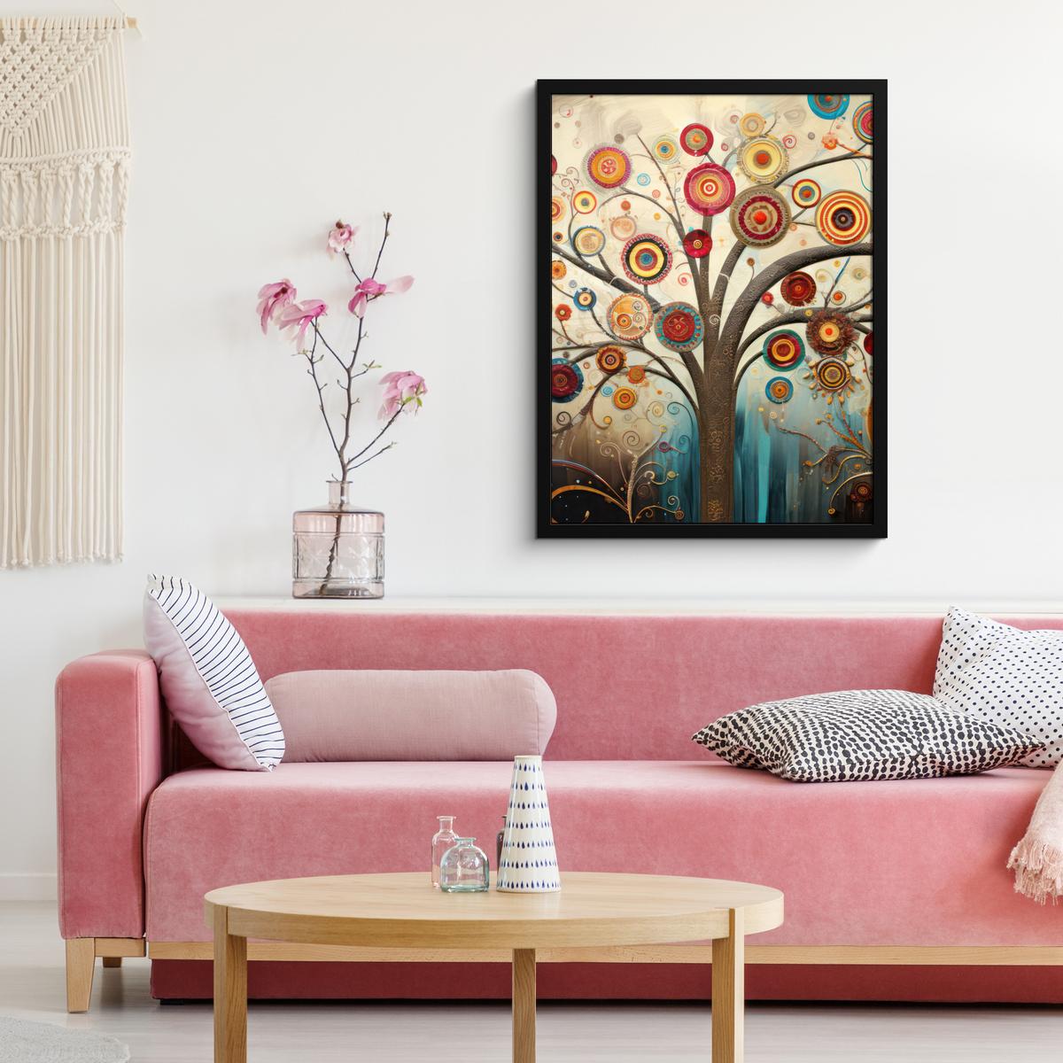 POSTER MIT RAHMENGERAHMTES BILD Baum - Baum des Lebens - Farbe Posterleiste 60x80 cm - Braun, Papier (60/80cm) - MuchoWow