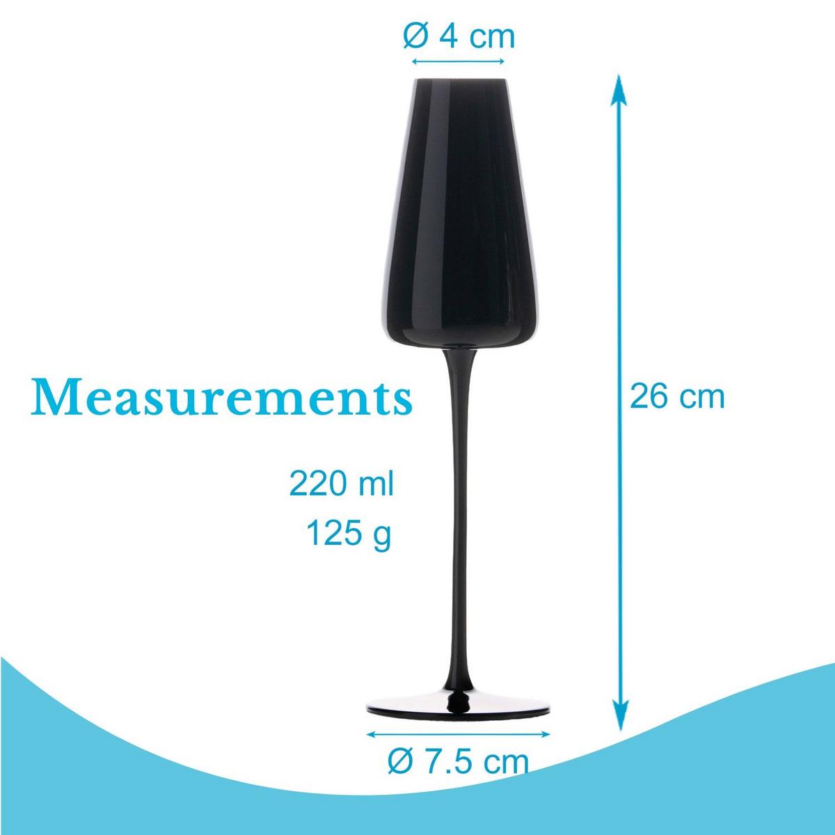 CHAMPAGNERGLÄSER 220 ml (4er-Set) - Schwarz, Glas (0.2L) - Intirilife