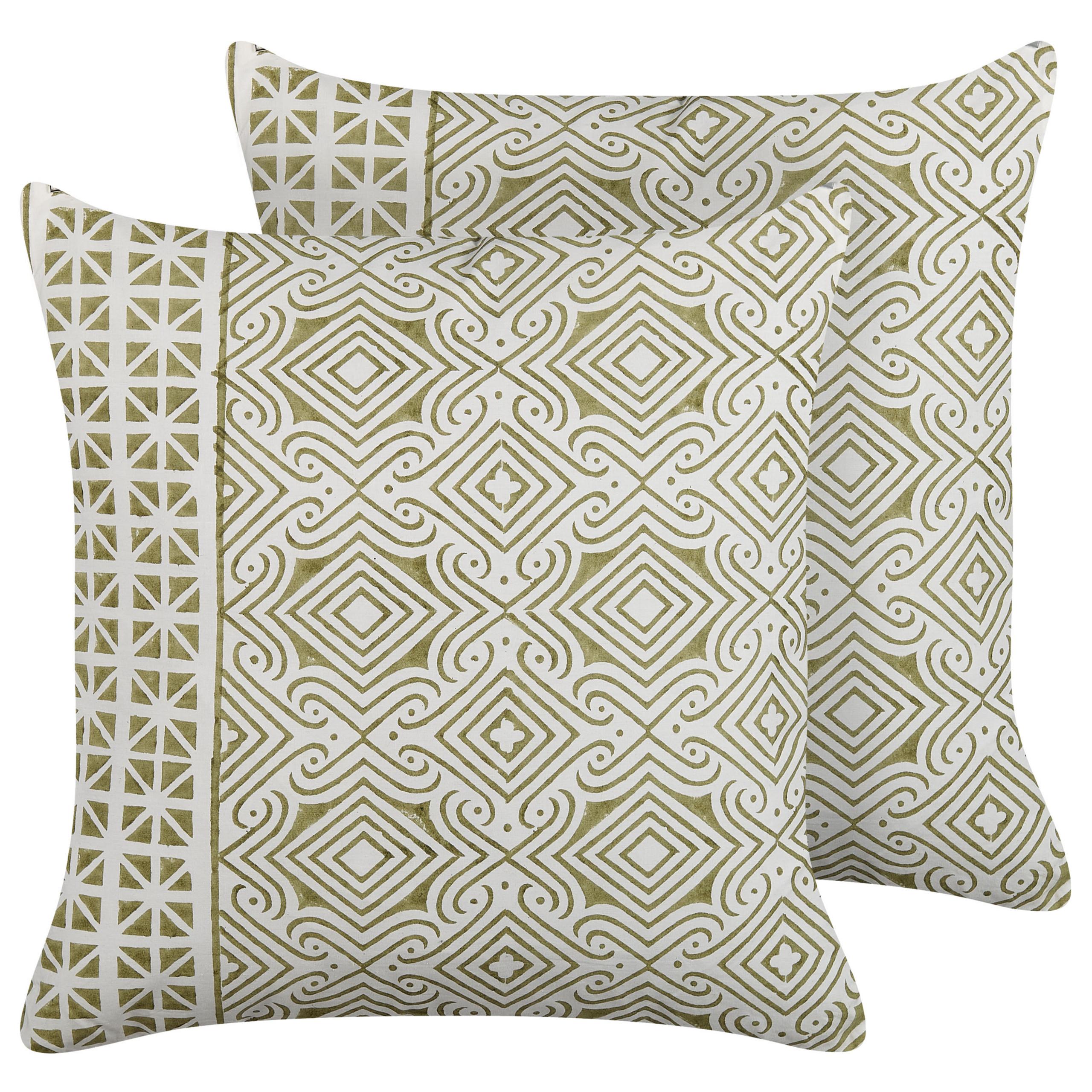 DEKOKISSEN 2er-Set Hellgrün 45/45 cm Larics - Hellgrün, Naturmaterialien/Textil (45/45cm) - Beliani