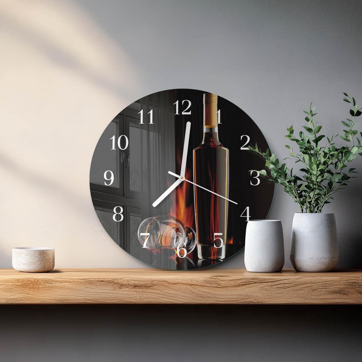 WANDUHR aus Glas Ø30 cm - Alkohol - Schwarz, Glas (30/30/0.4cm) - TULUP