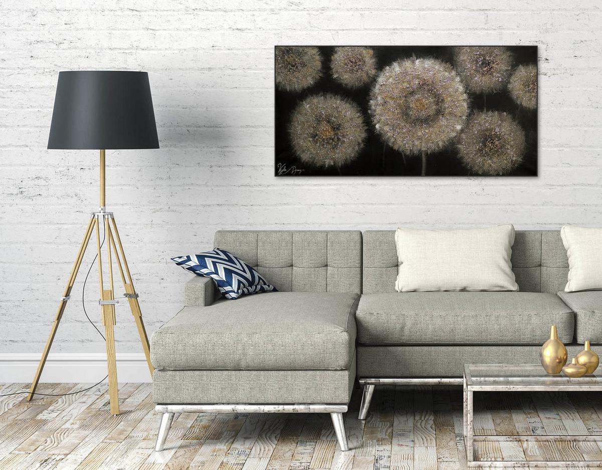 ACRYLBILD HANDGEMALT 120/60 cm - Beige/Schwarz, Holz/Textil (120/60cm) - KUNSTLOFT