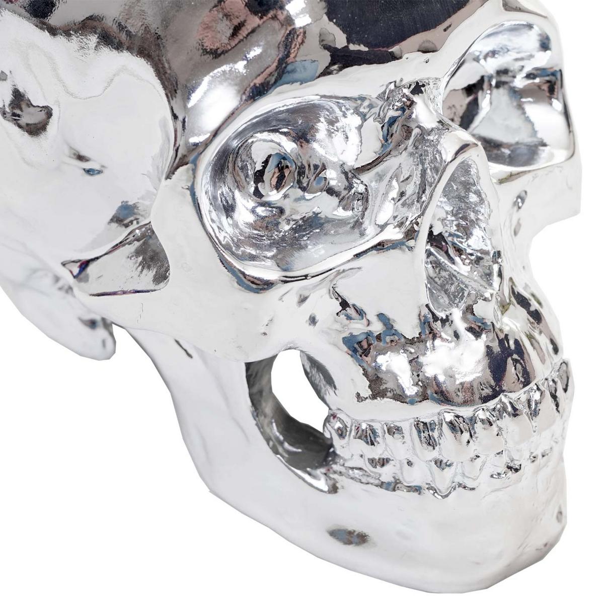 DEKO TOTENKOPF Silber - Silberfarben, Stein (12/15/18cm) - MCW