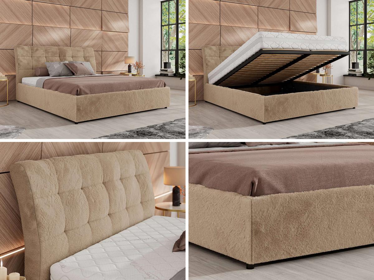 POLSTERBETT GALA CLASSIC 200/200 - Beige Plüsch - ohne Matratze - Beige, Textil (200/200cm) - MKS