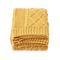 STRICKDECKE 130/170 cm, Baumwolle mit Rautenmuster - Currygelb, Textil (130/170cm) - Homescapes