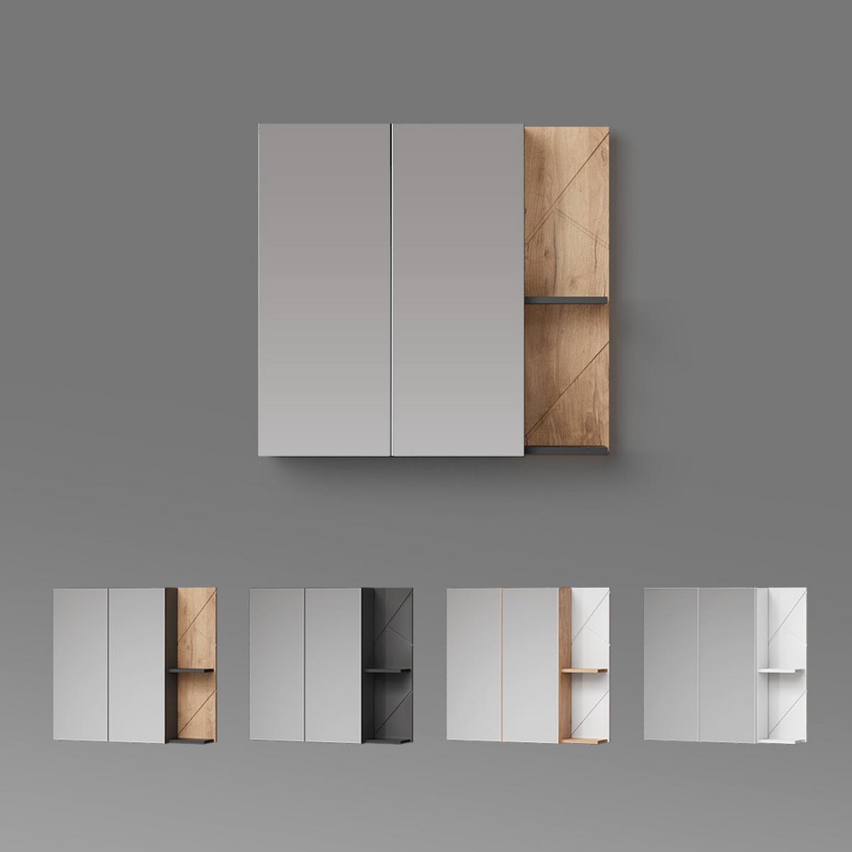 SPIEGELSCHRANK Ronco Anthrazit/Goldkraft Eiche 80 x 75 cm - Honigeiche/Anthrazit, Holzwerkstoff (80/75/17.2cm) - Livinity®