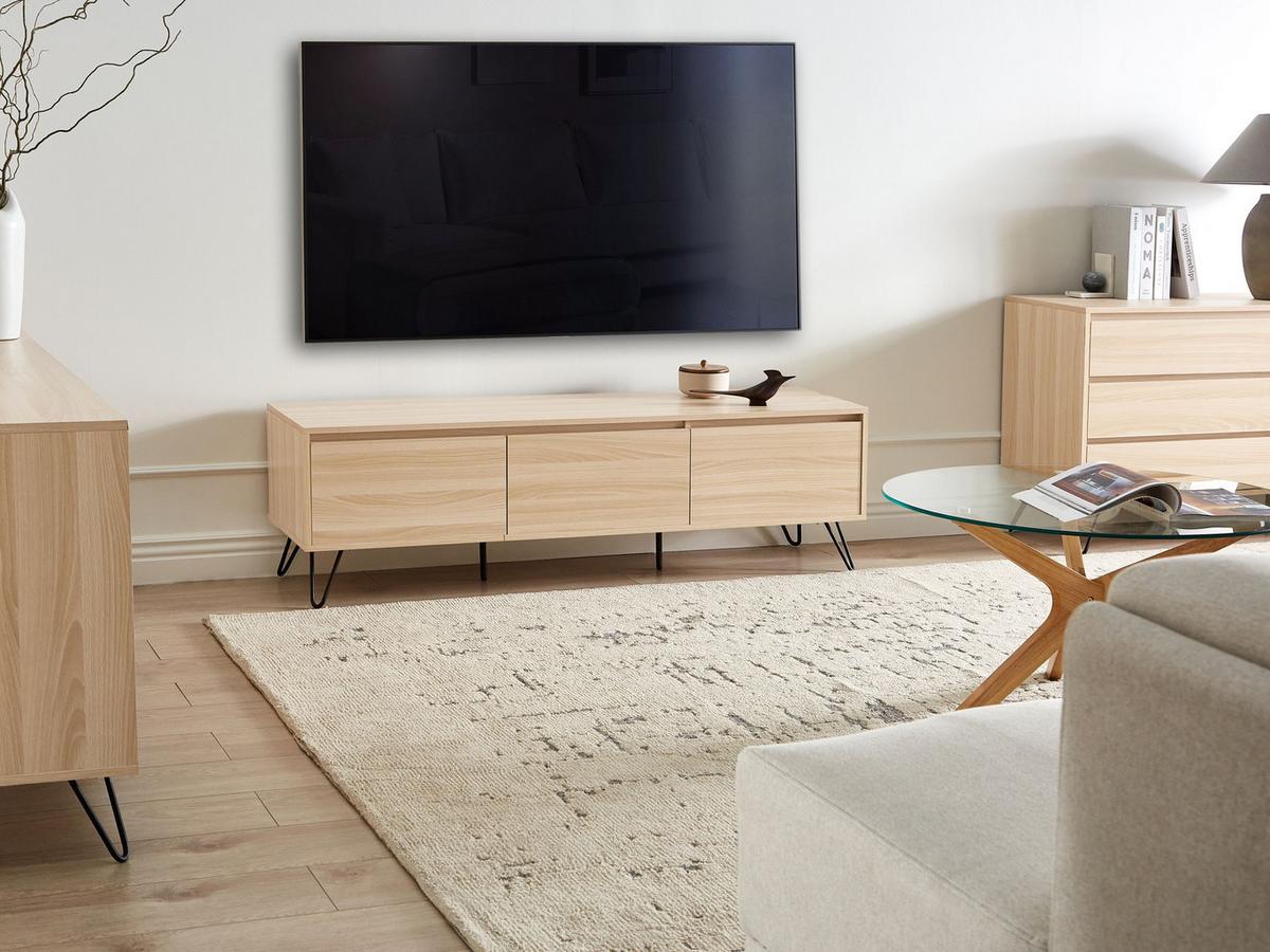 TV-MÖBEL Hellbraun Cardigan - Hellbraun/Schwarz, Holzwerkstoff (150/45/40cm) - Beliani