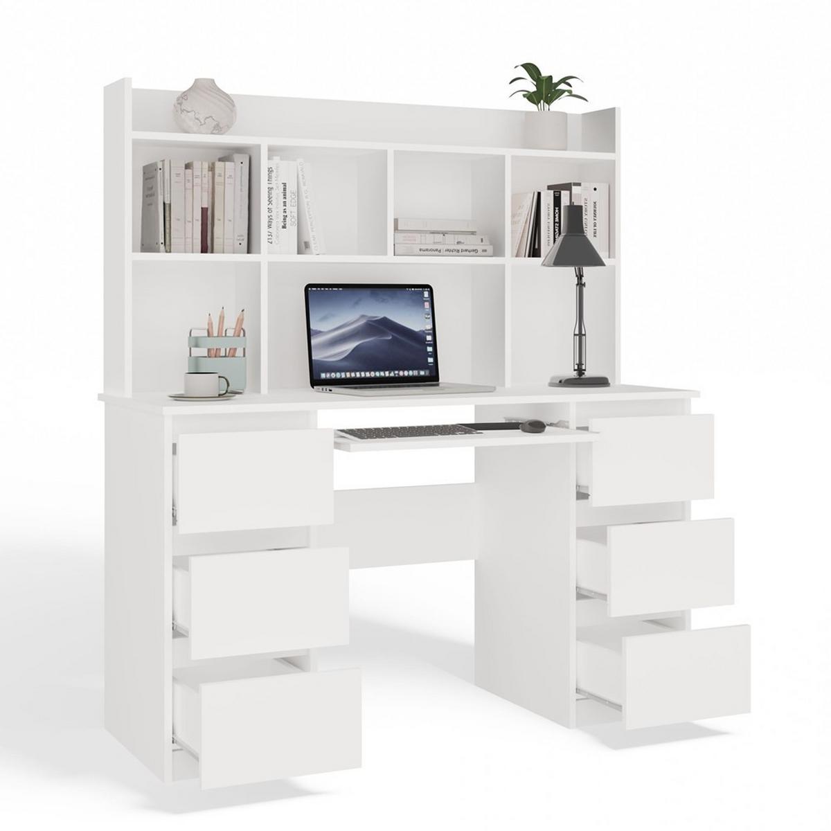 SCHREIBTISCH Weiß 130/146/51 - Weiß, Holzwerkstoff (90/50/146cm) - RAUMHIRSCH FURNITURE