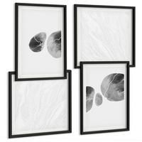 BILDER SET 4er Set - 50x50 cm & 40x60 cm Schwarzer Rahmen - Abstrakte Kunst, Farbspritzer - Schwarz, Kunststoff (50/50cm) - TULUP