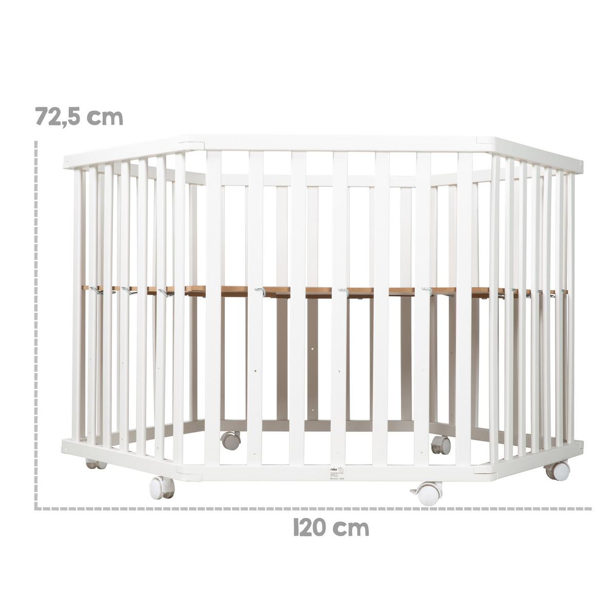 LAUFGITTER 6-eckig Little Stars - Weiß, Holzwerkstoff (118.5/72.5/103.5cm) - Roba