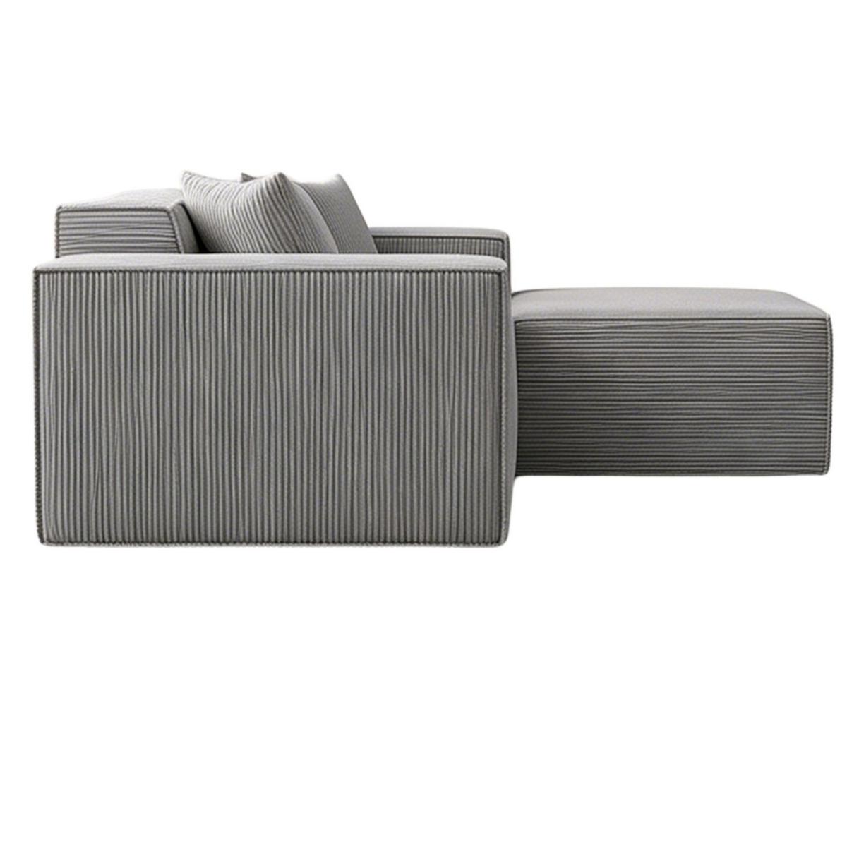 ECKSOFA cordstoff 279 cm flexibles design - Grau, Textil (279/165cm) - Urban Meuble