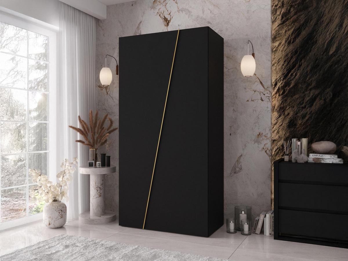 DREHTÜRENSCHRANK Zen 100 cm - Goldfarben/Schwarz, Holzwerkstoff/Kunststoff (100/202/50cm) - MIRJAN24