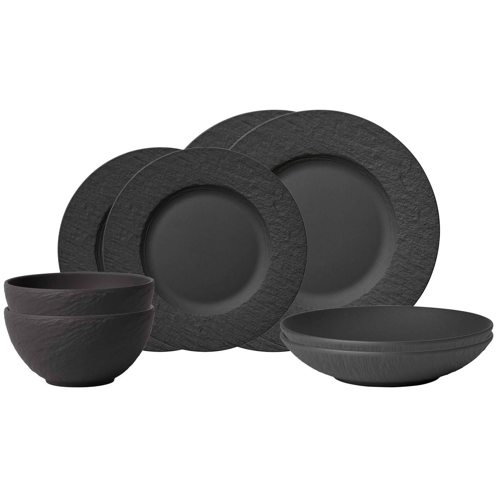 EINSTEIGER-SET Manufacture Rock schwarz 8-tlg. - Schwarz, Keramik (2/2/2cm) - Villeroy & Boch