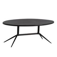 COUCHTISCH Oval in Schwarz aus Mango Massivholz und Metall, 90x50x35 cm mit natürlicher Holzmaserung - Schwarz, Holz/Metall (50/90/35cm) - KADIMA DESIGN