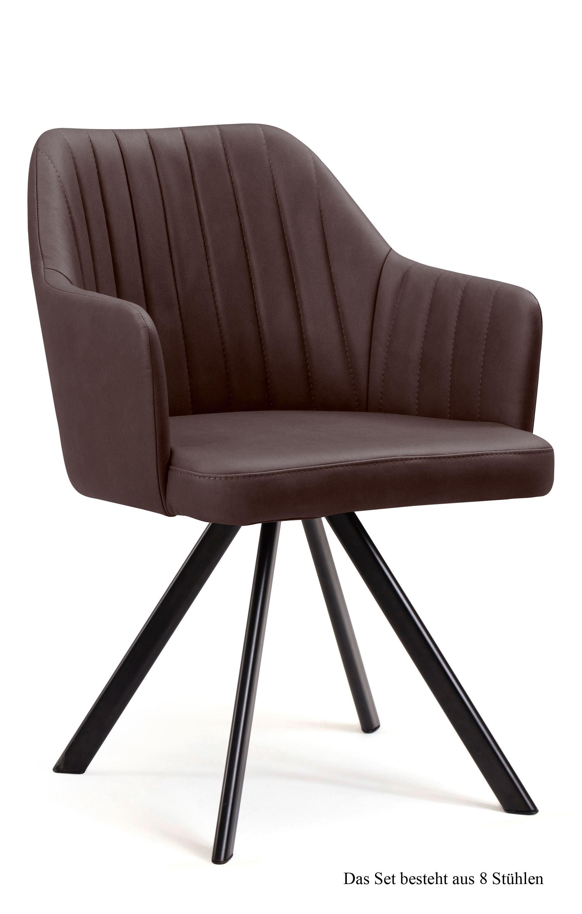 ARMLEHNSTUHL drehbar (8er-Set) Dhana 58x81x60 Schwarz/Braun - Schwarz/Braun, Kunststoff (60/81/58cm) - 58aufmkessel