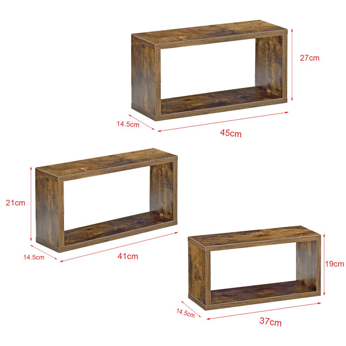 WANDREGAL-SET 3 TLG. Mandal - Dunkelbraun, Holzwerkstoff (37/19/14.5cm) - [en.casa]