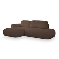 ECKSOFA NUVIRA L-S Braun Boucle-Stoff mit Schlaffunktion - Braun, Holz (279/158cm) - MASSENO