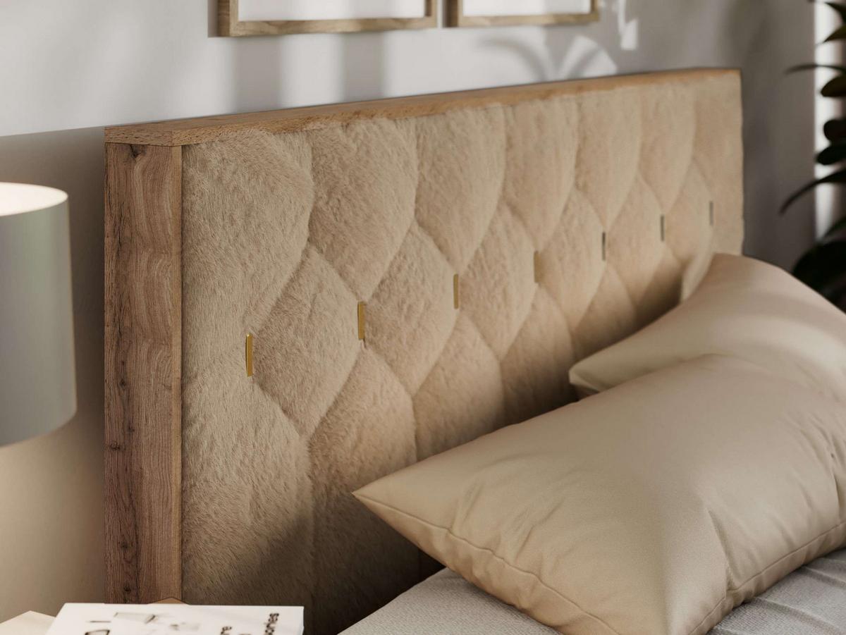 POLSTERBETT LARINO CLASSIC 200/200 - Beige Plüsch - Multipocket-Matratze - Beige, Textil (200/200cm) - MKS