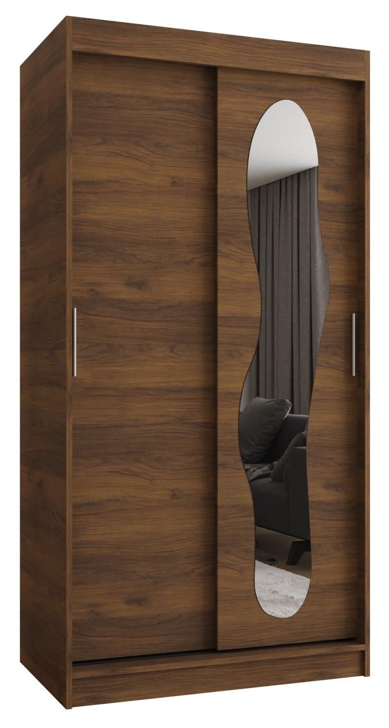SCHIEBETÜRENSCHRANK mit Spiegel ULTRA 200/100/62 2-türig - Silberfarben/Walnussfarben, Holz (100/200/62cm) - MÖBEL KRYSPOL