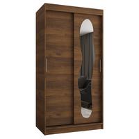 SCHIEBETÜRENSCHRANK mit Spiegel ULTRA 200/100/62 2-türig - Silberfarben/Walnussfarben, Holz (100/200/62cm) - MÖBEL KRYSPOL