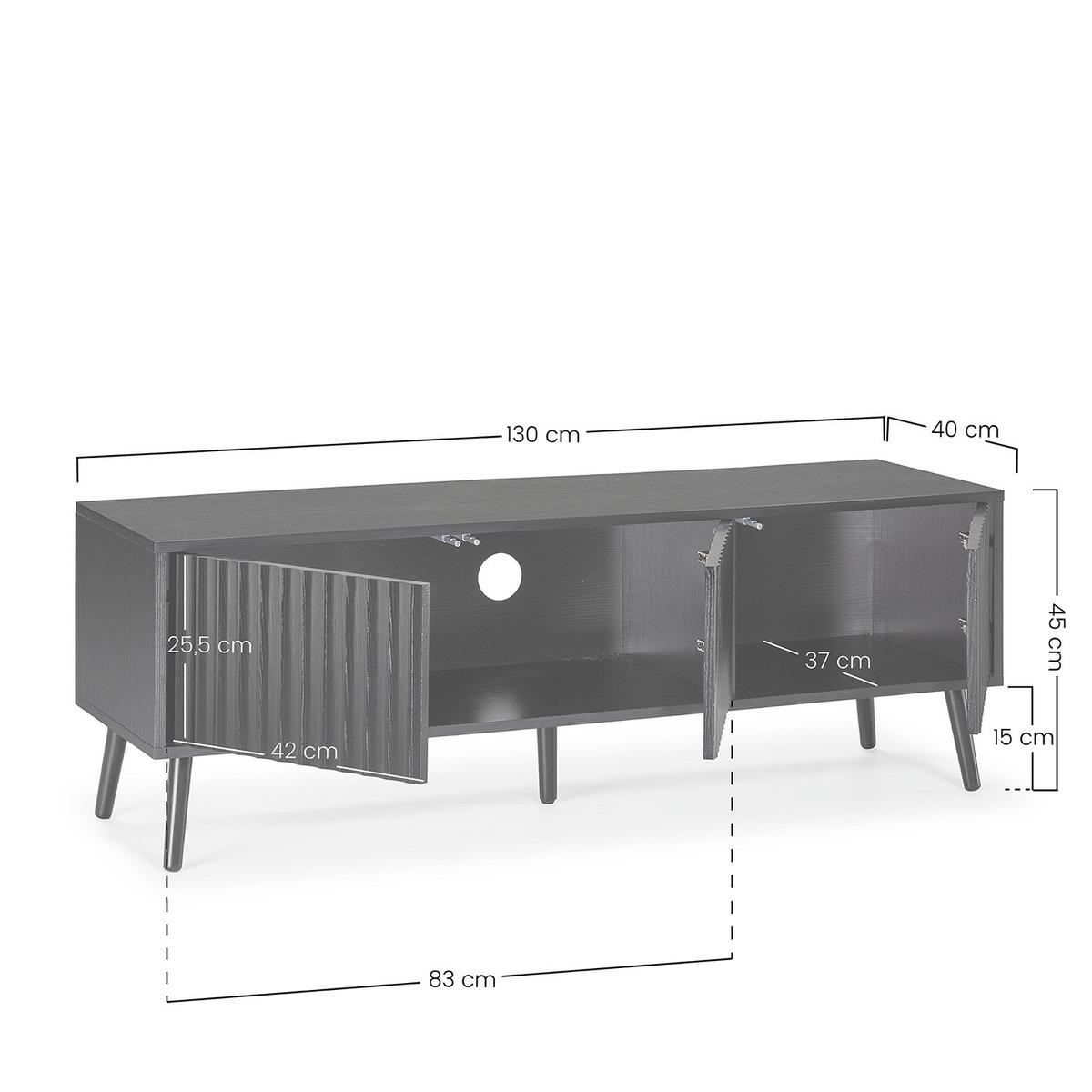 LOWBOARD Lluvia 3 Türen, Schwarz - Schwarz, Holzwerkstoff (130/45/40cm) - VS Venta-stock