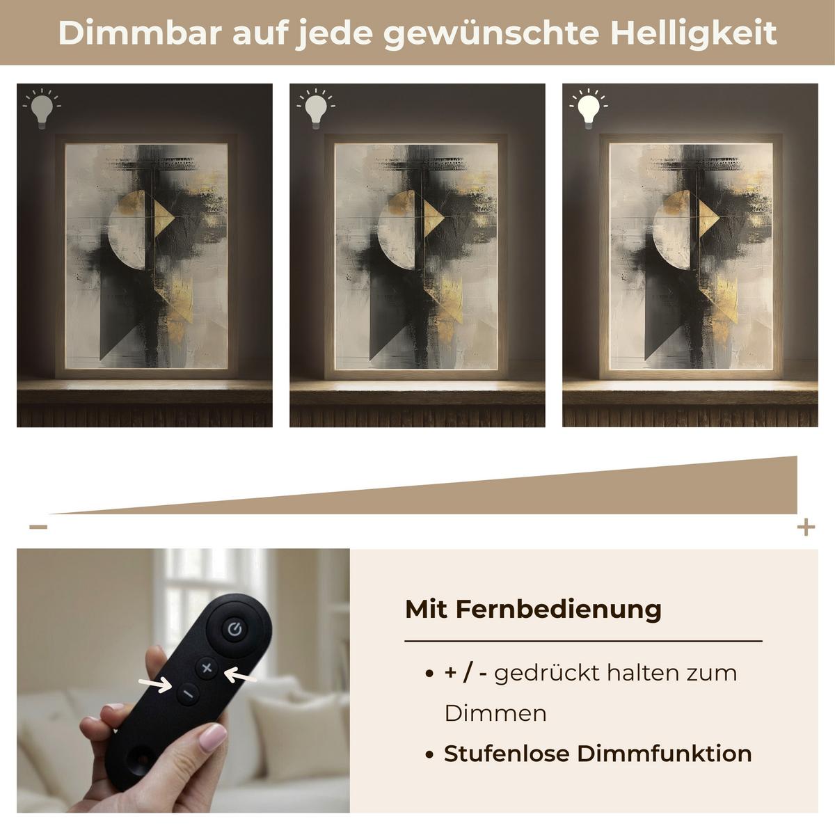 WANDLEUCHTE MIT AKKU Abstrakt - Schwarz - Farbe - Modern 30x40 cm - Grau, Holzwerkstoff (30/40/8cm) - OnlyWow