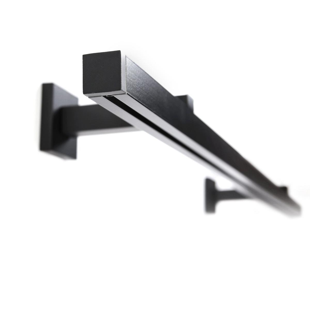 GARDINENSCHIENE auf Maß 1-lauf Wandmontage Cube 130cm - Schwarz, Metall (130cm) - Deco-Raum