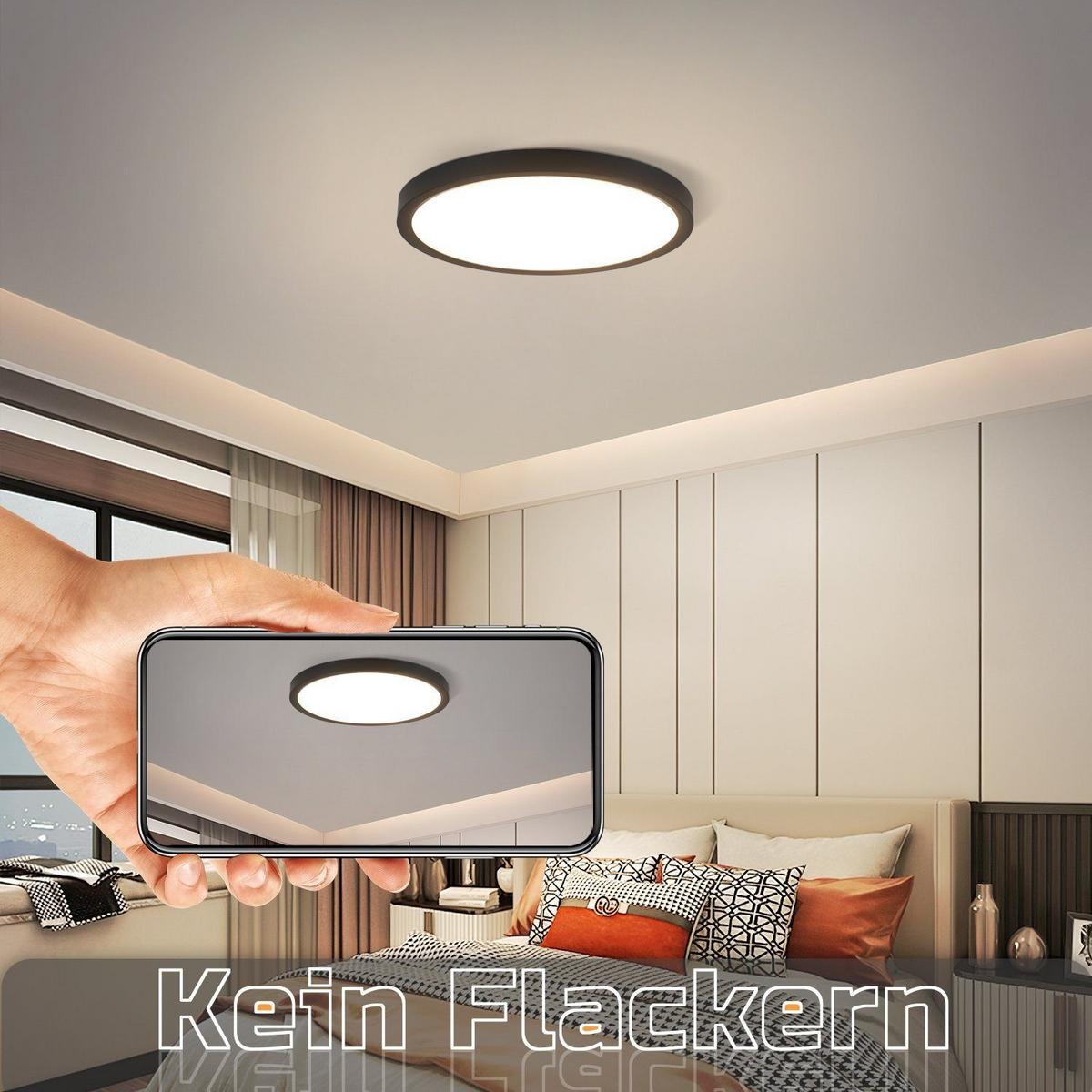 LED-DECKENLEUCHTE Lohnzahn 23.0/2.5/23.0 cm - Schwarz, Kunststoff (23/23/2.5cm) - ZMH