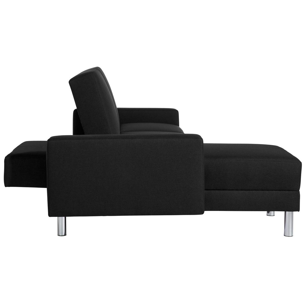 FUNKTIONSSOFA mit Hocker Katryna Flachgewebe schwarz - Schwarz, Kunststoff (144/92/230cm) - 58aufmkessel