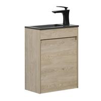 GÄSTE-WC-MÖBELSET Sinta 2 Teile Kastanien Eiche / Schwarzes Waschbecken - 40 x 22 x 54 cm - Eichefarben, Holz (40/54/22cm) - Badplaats