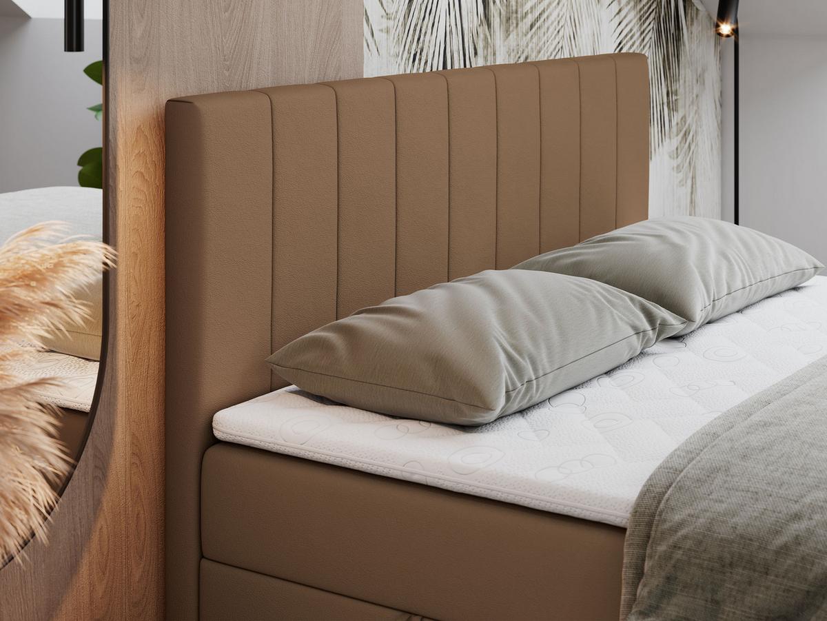 BOXBETT LOPE 120/200 - Braun Kunstleder - H4 - Braun, Holz/Textil (120/200cm)