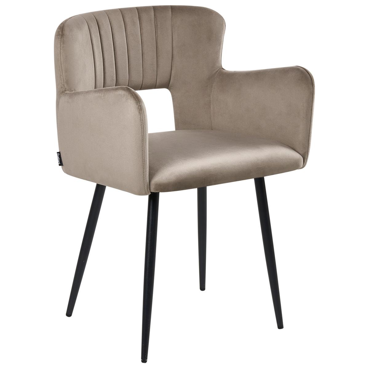 ESSZIMMERSTUHL 2er-Set Samtstoff Taupe Sanilac - Taupe, Textil (54/76/50cm) - Beliani