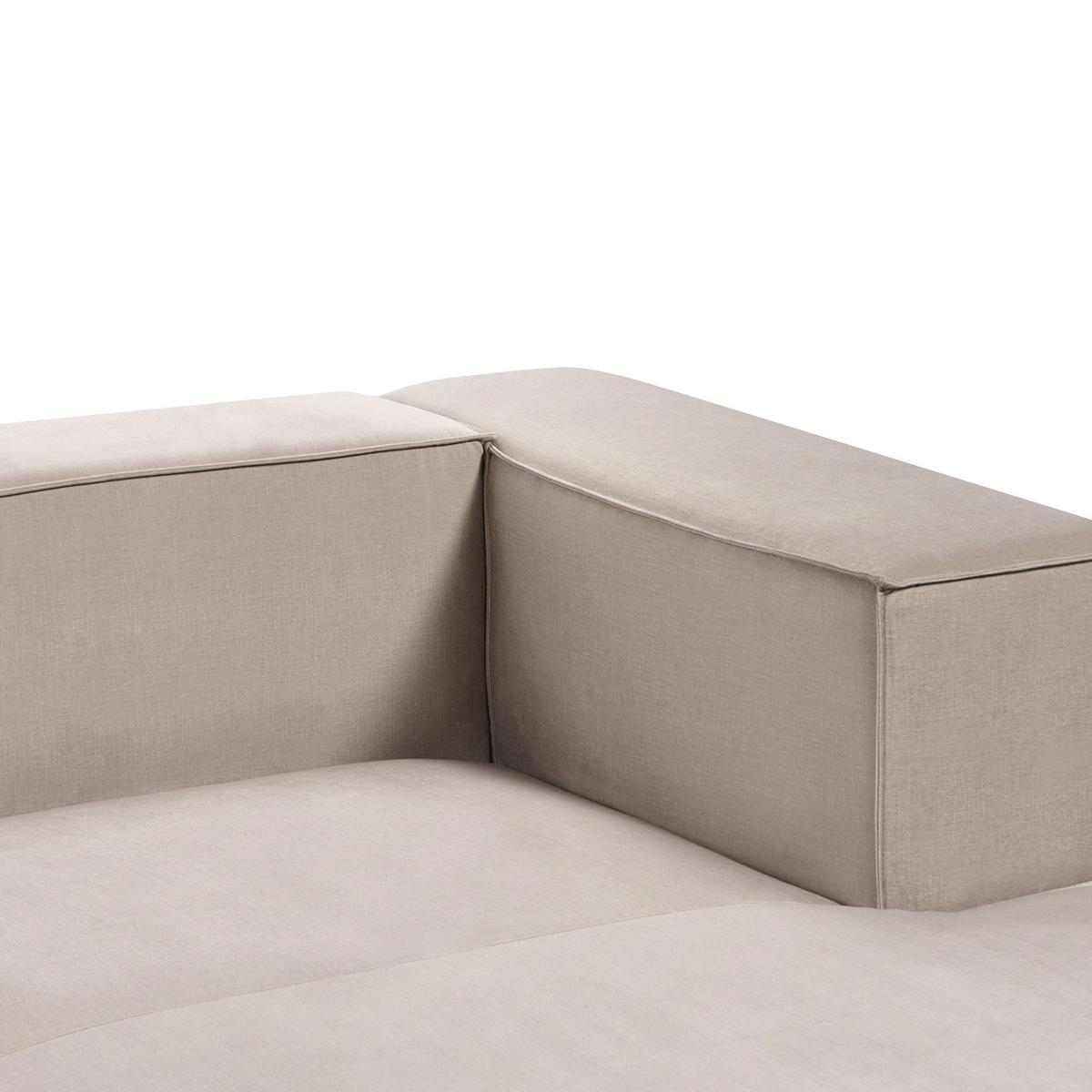 3-SITZER-ECKSOFA Samtstoff taupe rechtsseitig Vernon - Taupe, Textil (330/178cm) - Beliani