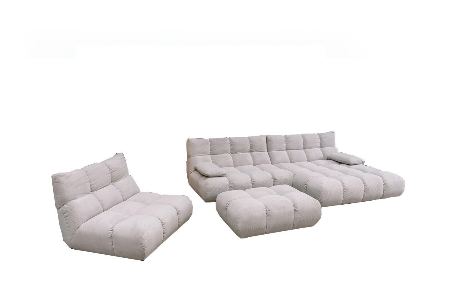 SITZGRUPPE VIVIEN 3ER SET Silber Cord (1er-Set) - Silberfarben, Kunststoff/Textil (510/85/359cm) - KAWOLA