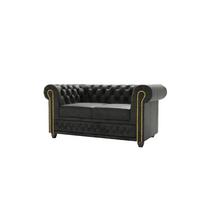 CHESTERFIELD-SOFA 2-sitzer Flux Anthrazit Microfaser Vintageoptik - Anthrazit/Braun, Holz/Textil (148/72/86cm) - S-Style Möbel