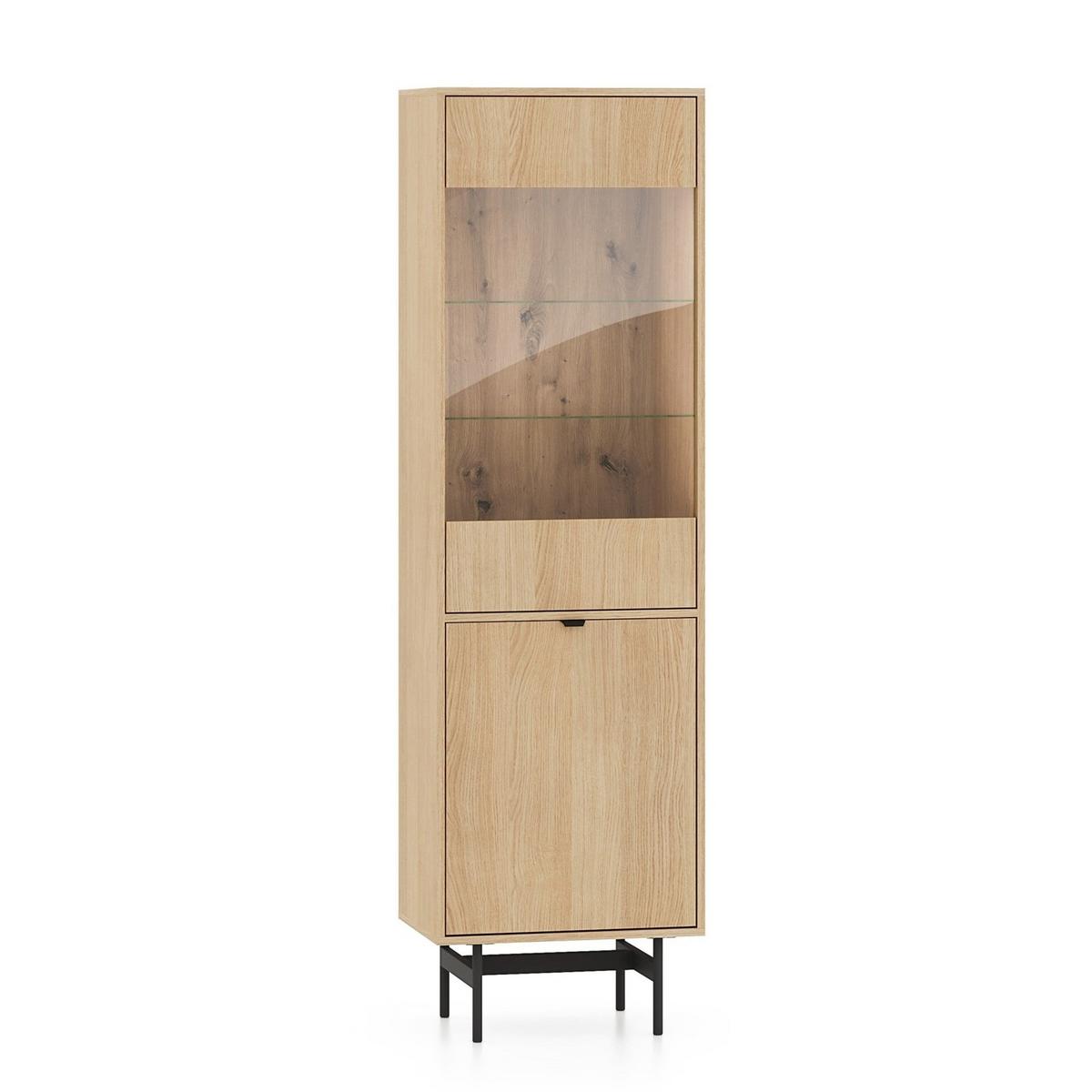 VITRINE Heggers Eiche Mavelie 54 cm - Eichefarben/Schwarz, Holzwerkstoff/Metall (54.3/169.6/40cm) - Selsey