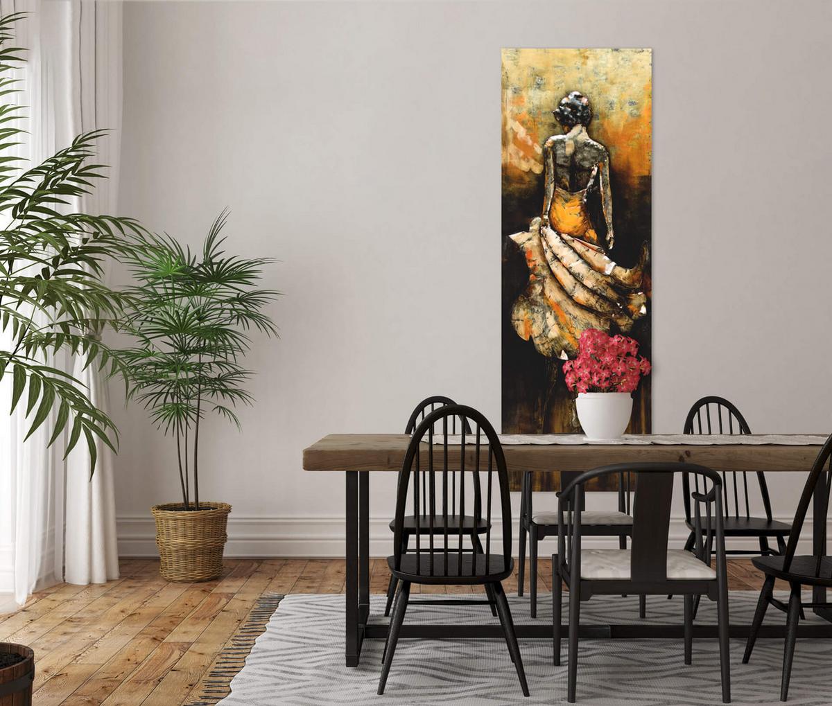 METALLBILD Gelb 44/144 cm - Gelb/Braun, Metall (7.1/144cm) - KUNSTLOFT