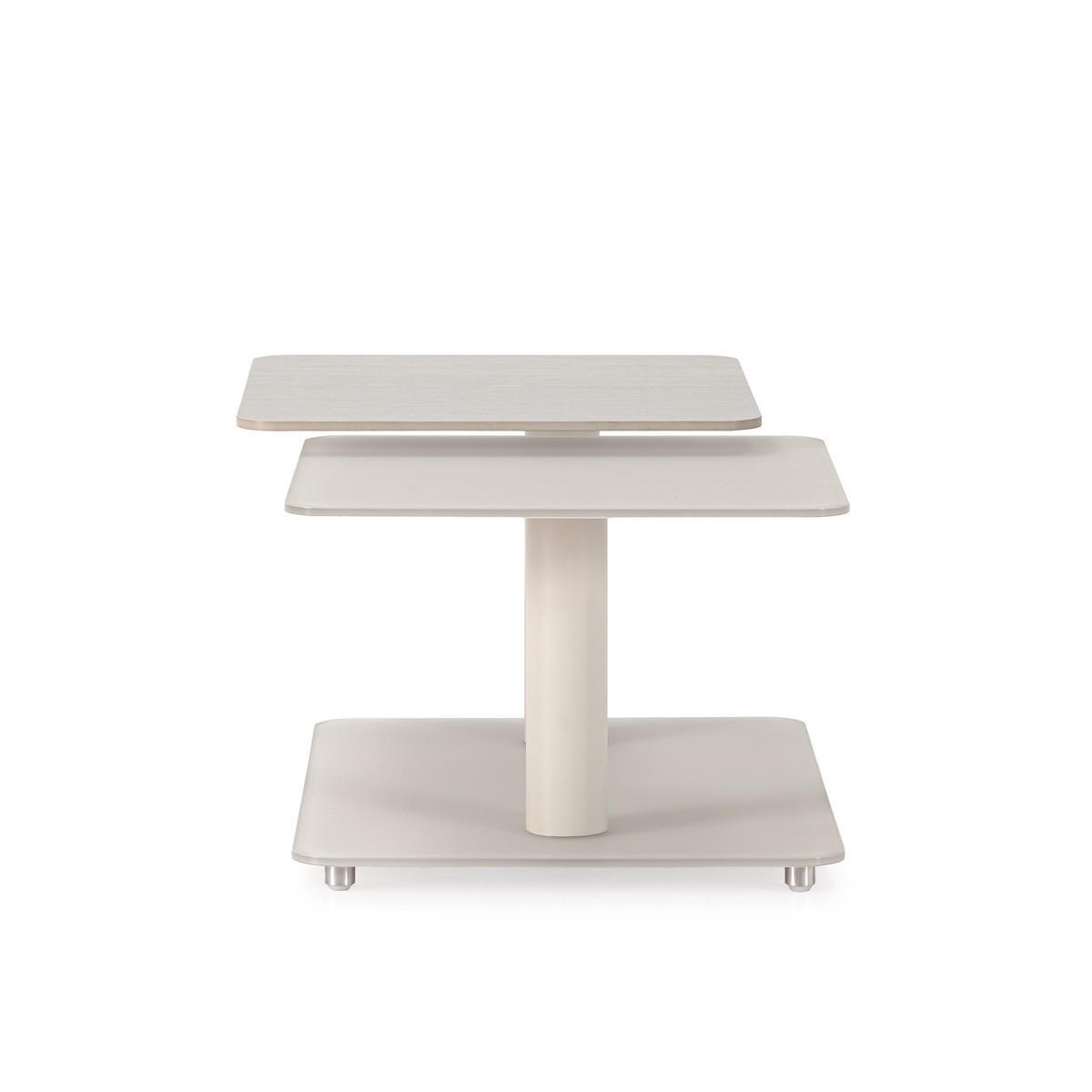 COUCHTISCH mit quadratischen Glasplatten 54/42,8/114,6 cm - Beige, Glas (114.6/54/42.8cm) - Calicosy