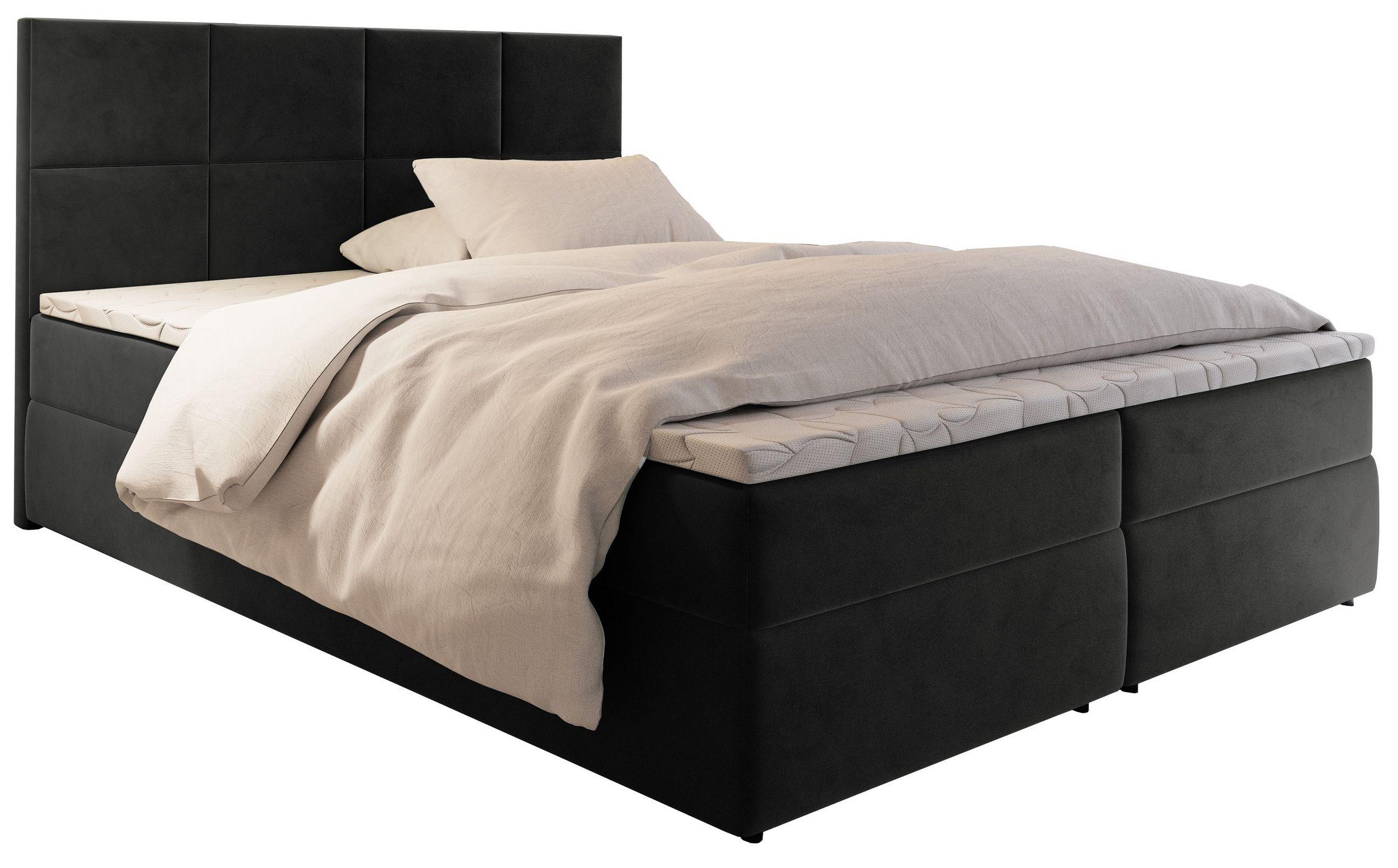 BOXBETT LENA 140x200 cm mit Matratze und Topper - Graphitfarben - Graphitfarben, Holz (140/200cm) - MASSENO