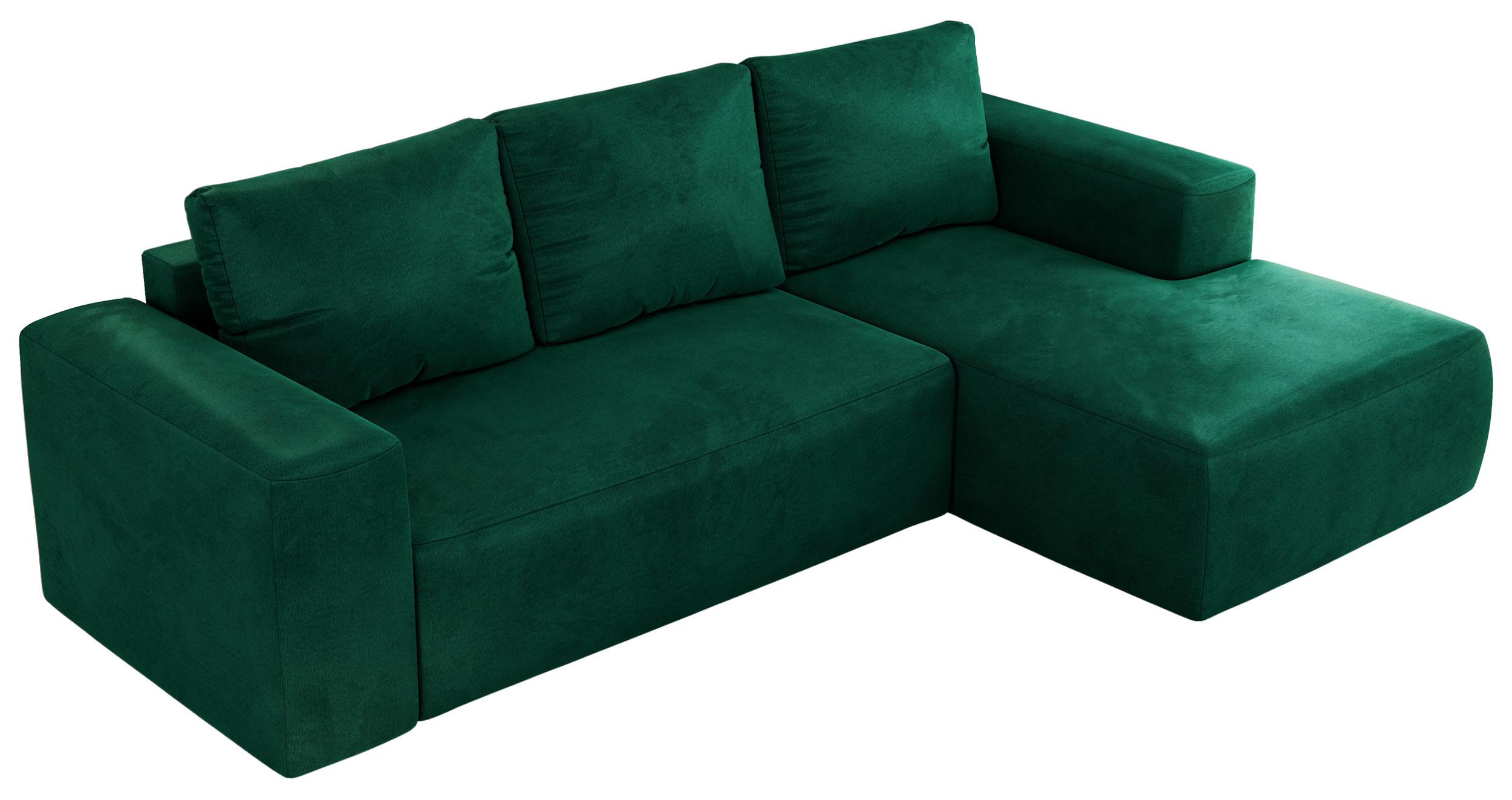 ECKSOFA TRENTINO L Dunkelgrün Velvet - Rechts - Dunkelgrün/Schwarz, Kunststoff/Textil (164/266cm) - MKS