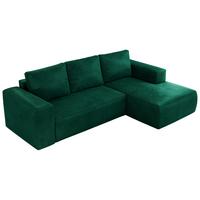ECKSOFA TRENTINO L Dunkelgrün Velvet - Rechts - Dunkelgrün/Schwarz, Kunststoff/Textil (164/266cm) - MKS