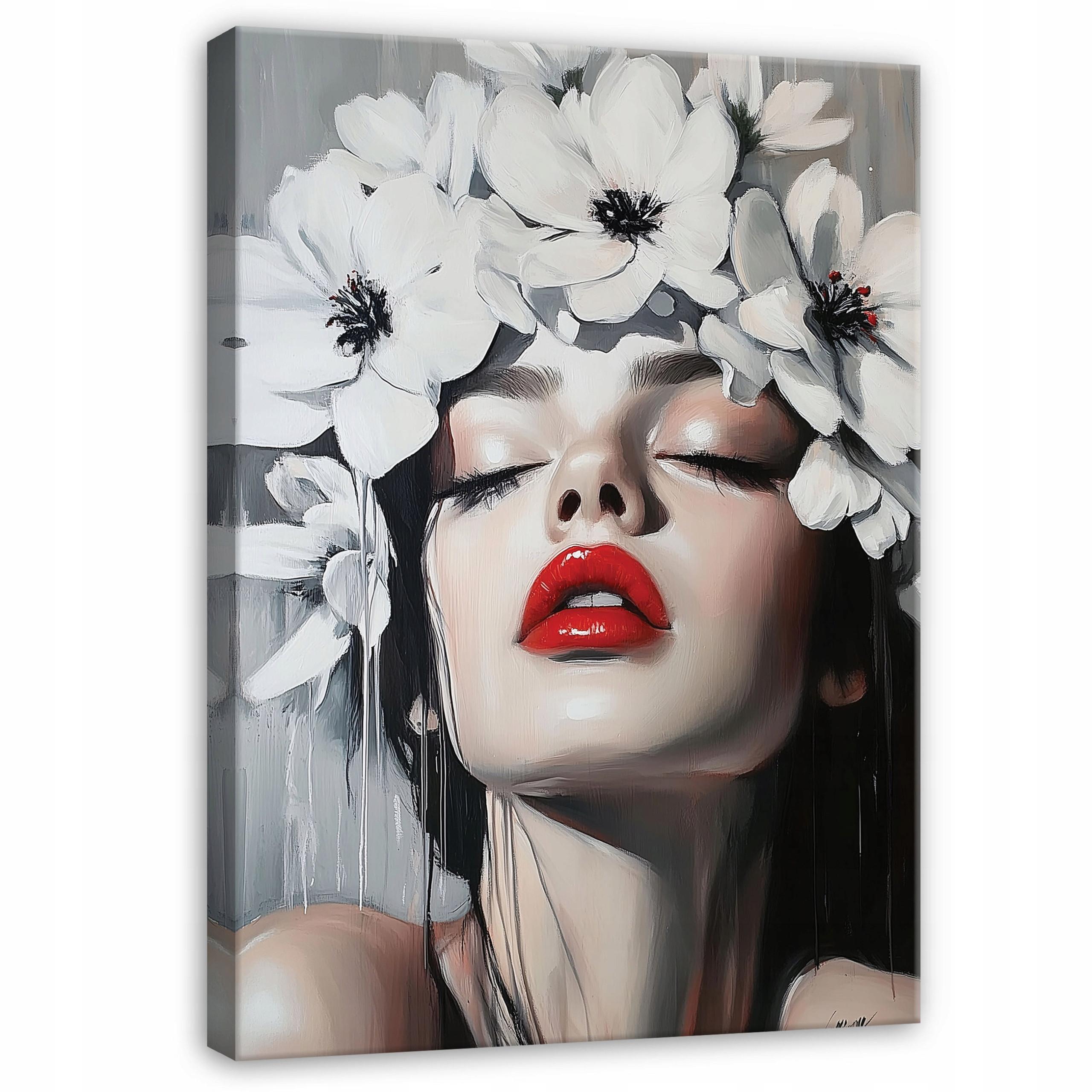 LEINWAND BILDER Frau Blumen Schlafzimmer 120x80 - Multicolor, Holzwerkstoff (80/120cm) - Wallarena