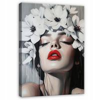 LEINWAND BILDER Frau Blumen Schlafzimmer 120x80 - Multicolor, Holzwerkstoff (80/120cm) - Wallarena