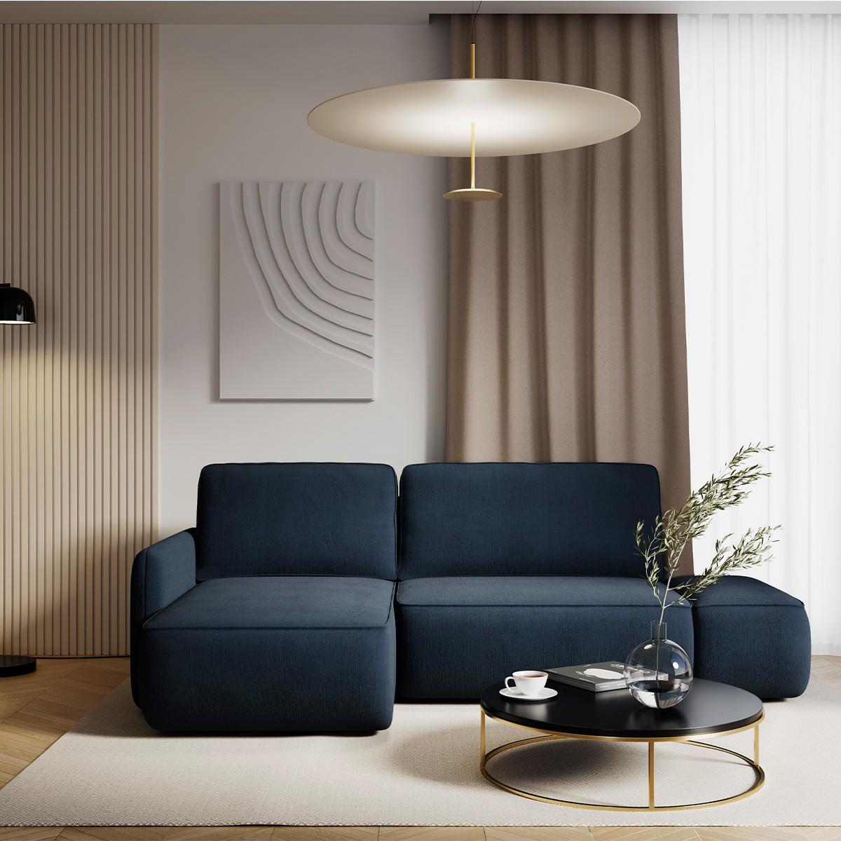 ECKSOFA Alessio 3 Sitzplätze Dunkelblau - Blau, Holz (229/148cm) - Petits-meubles