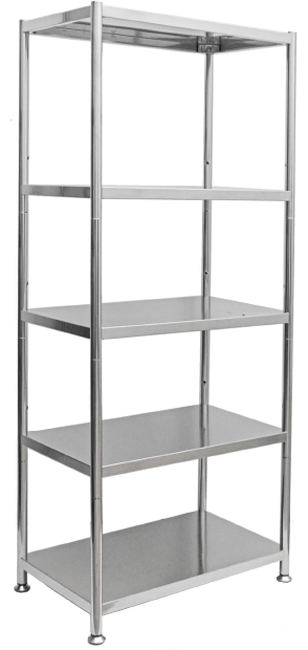 EDELSTAHL-REGAL 74x41x140 bis 200kg inkl. 5 Ebenen - Grau, Metall (41/140/74cm) - shelfr