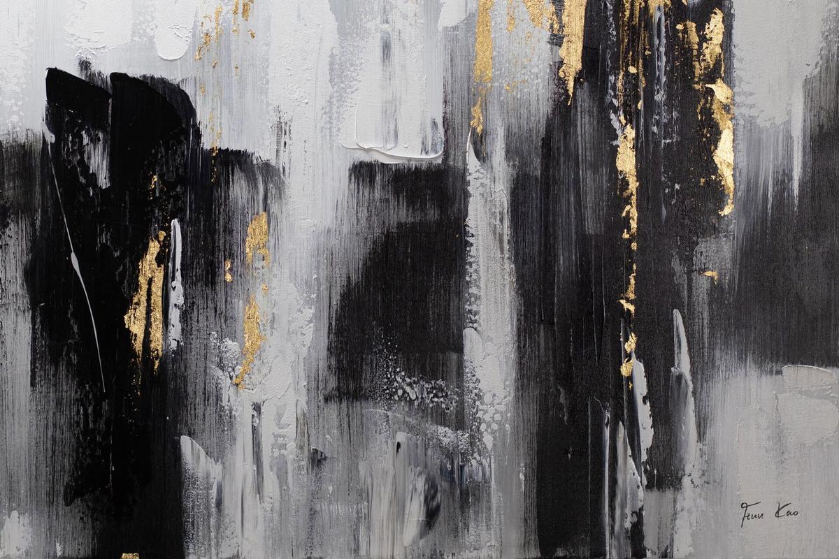 ÖLGEMÄLDE 120/80 cm - Schwarz, Holz/Textil (120/80cm) - KUNSTLOFT