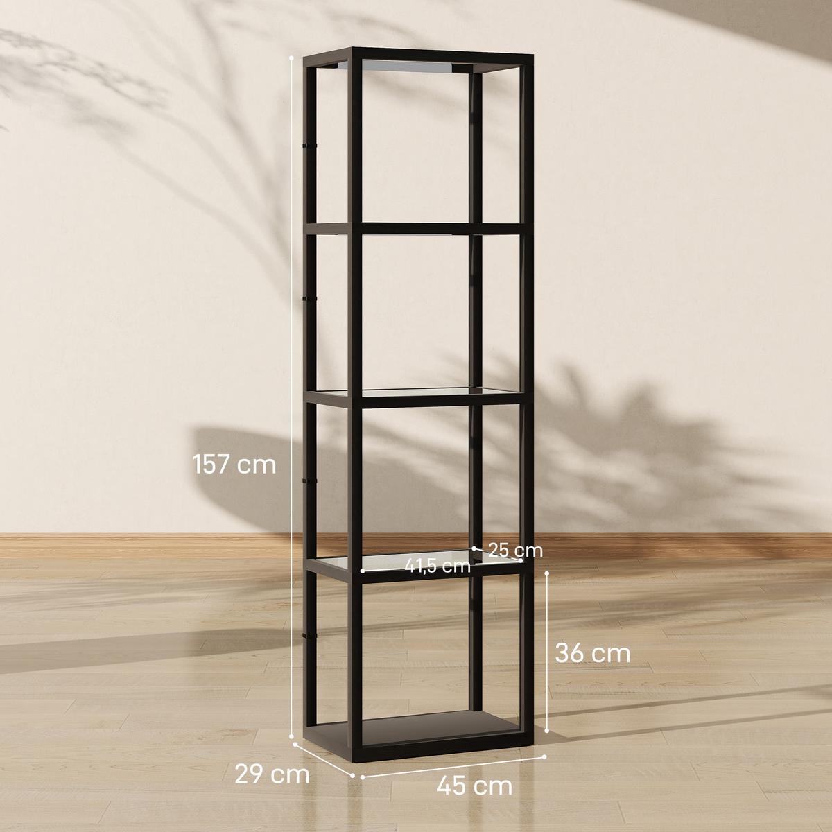 STEHLAMPE MDF Hartglas Schwarz - Schwarz, Holzwerkstoff (45/29/157cm) - HOMCOM