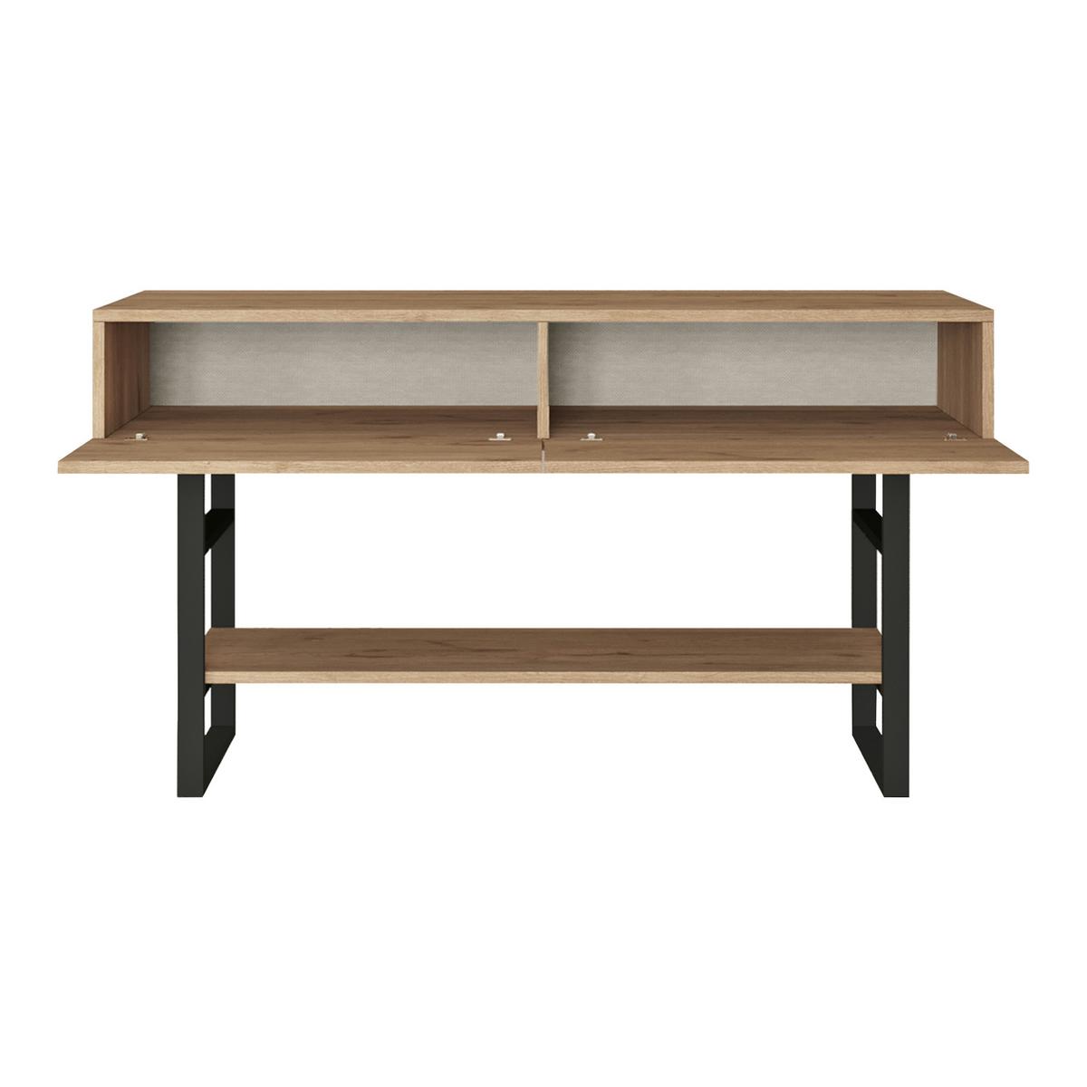 KONSOLENTISCH Lappeenranta - Eichefarben/Schwarz, Holzwerkstoff/Metall (43/139/76cm) - [en.casa]