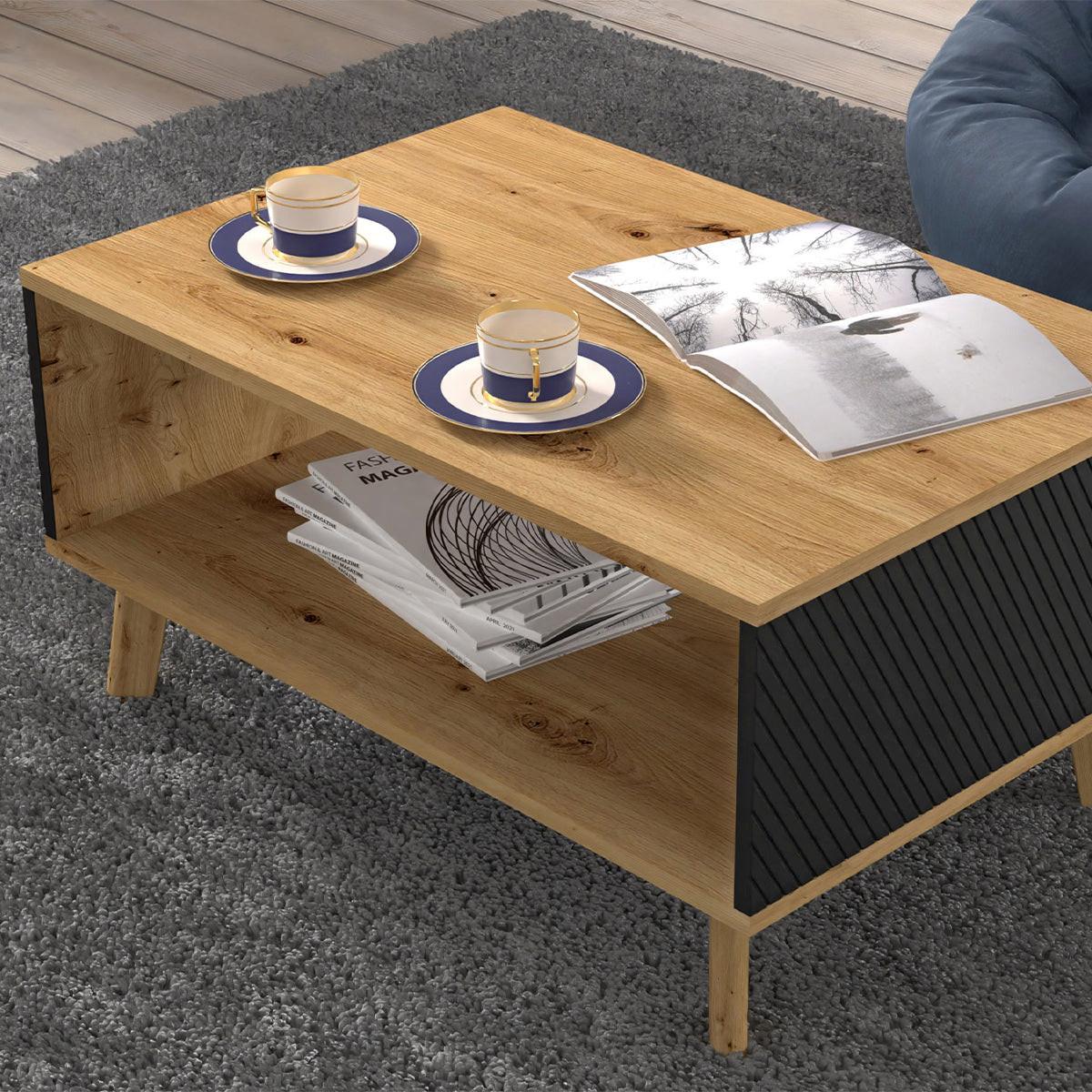 COUCHTISCH Nexa Holz und Schwarz - Schwarz, Holzwerkstoff (60/90/45cm) - Petits-meubles